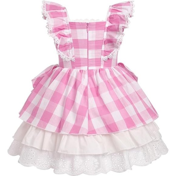 NWT Adorable Barbie Costume Movie Pink Gingham Plaid Baby Romper & Girls… - Picture 14 of 16